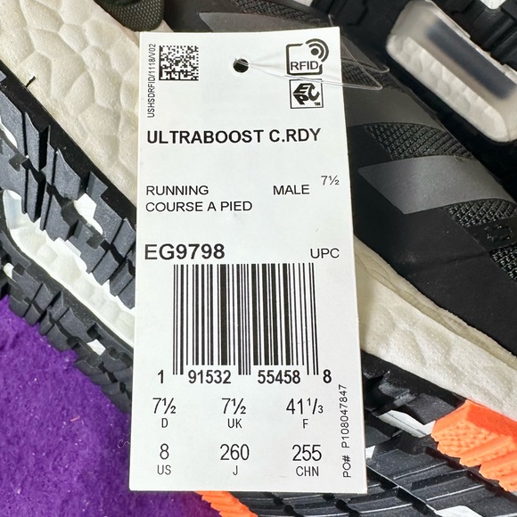 New adidas Ultra Boost Cold.RDY Men’s Size 8 Black Signal Orange EG9798 Sneakers - Picture 11 of 12